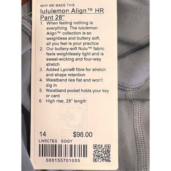 lululemon woman’s 14 Align High-Rise Pant 28" solar grey leggings yoga workout - Picture 7 of 7